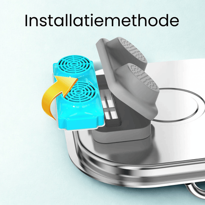 Installatiemethode van de Virovo PureFlow vervangingsfilter in de drinkfontein