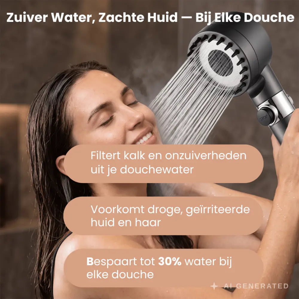 Hogedruk Douchekop Met 3 Sproeistanden en Waterfilter