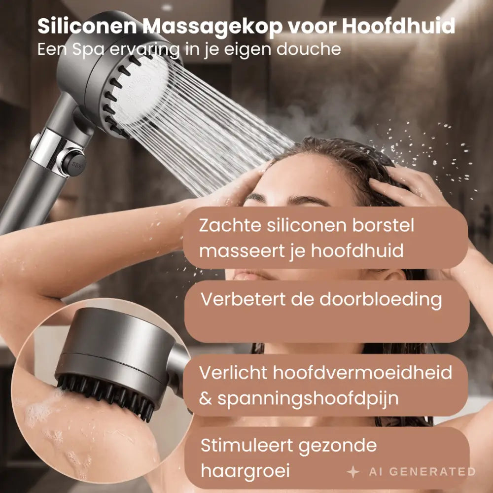 Hogedruk Douchekop Met 3 Sproeistanden en Waterfilter