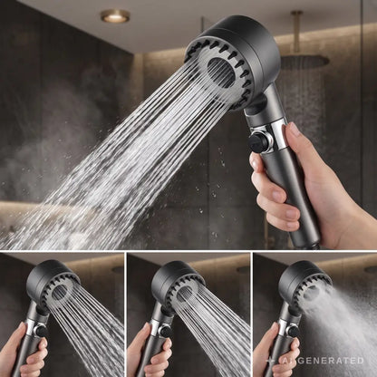 Hogedruk Douchekop Met 3 Sproeistanden en Waterfilter - Grijs / incl. 10 filters
