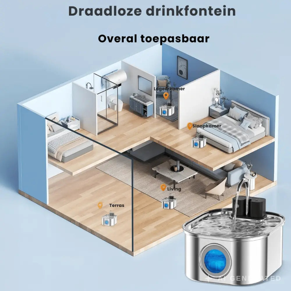 Hygiënische RVS Drinkfontein – Beschermt de Gezondheid van je Huisdier