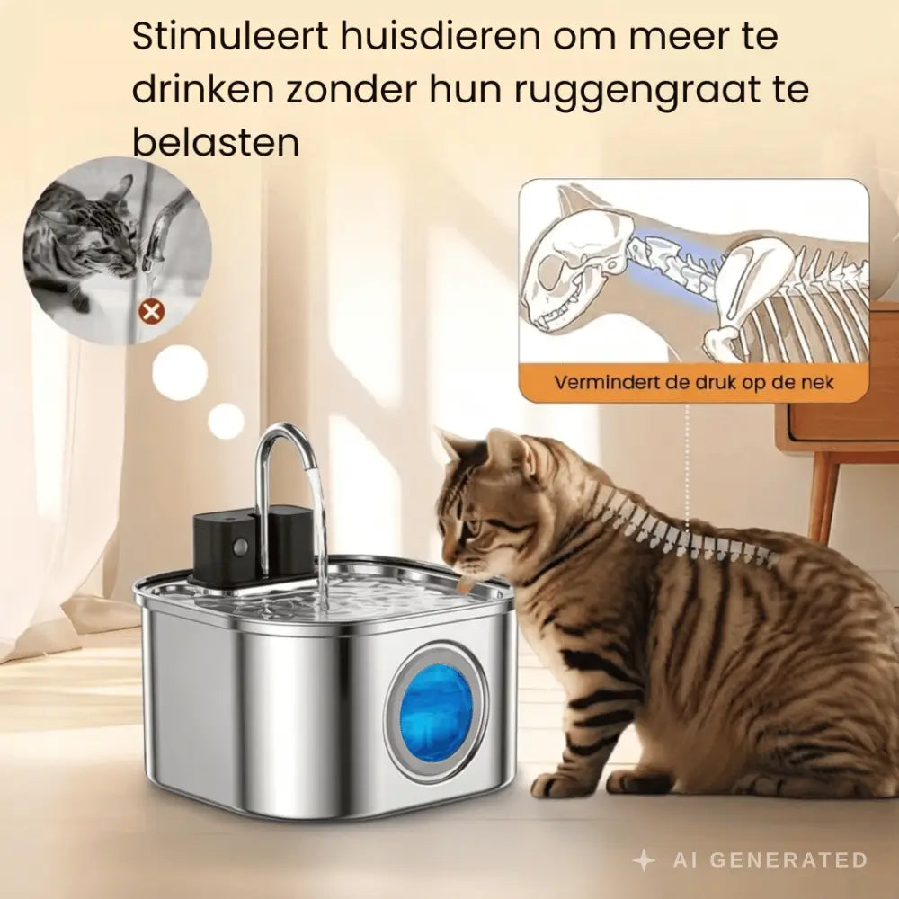 Hygiënische RVS Drinkfontein – Beschermt de Gezondheid van je Huisdier