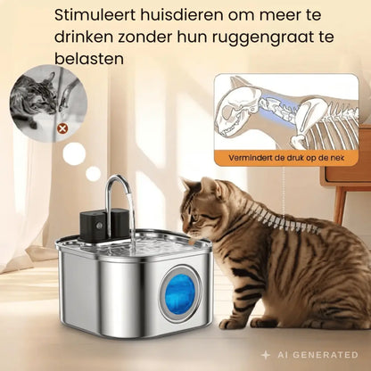 Hygiënische RVS Drinkfontein – Beschermt de Gezondheid van je Huisdier