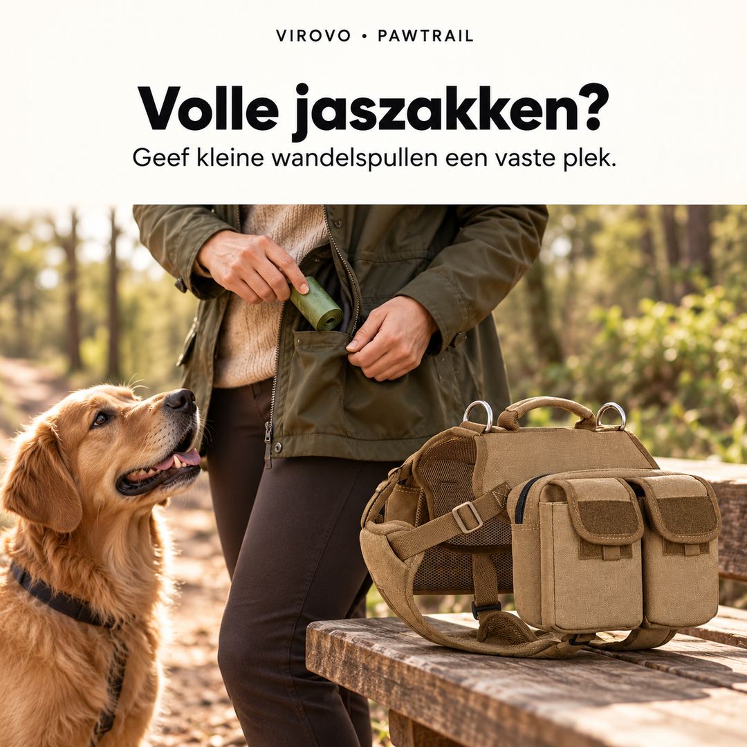 PawTrail in bruin als opbergplek voor kleine wandelbenodigdheden