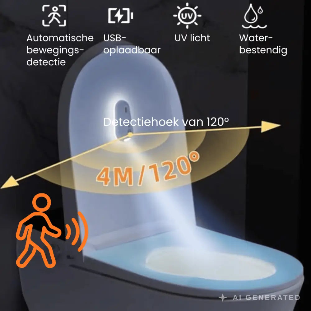 UV-C Toiletlamp met Bewegingssensor | Automatische Sterilisatie & Nachtlicht