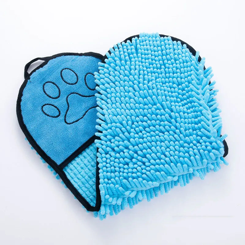 Blauwe Virovo DryGrip hondenhanddoek met handzakken