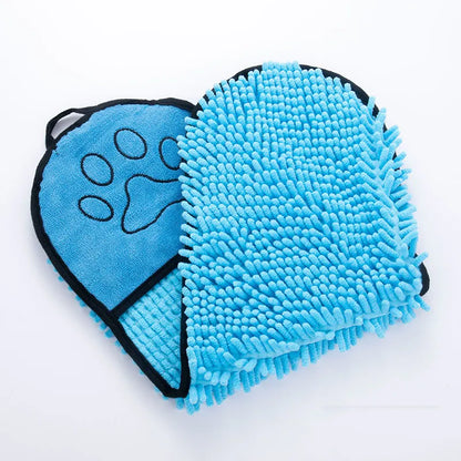 Blauwe Virovo DryGrip hondenhanddoek met handzakken