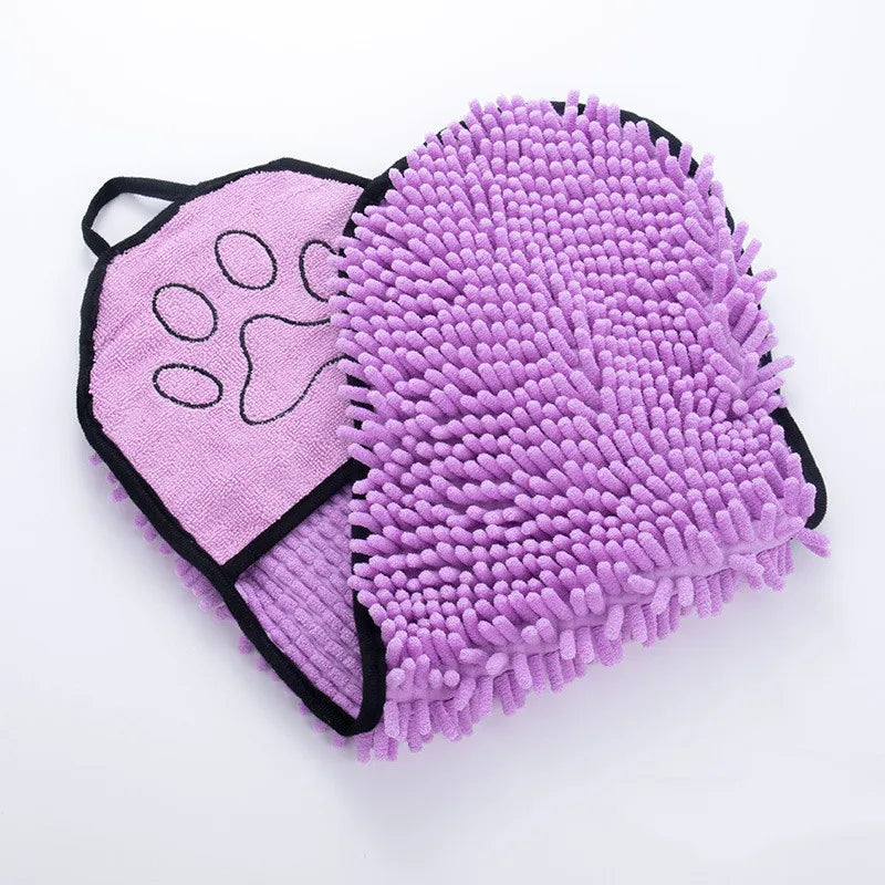 Lila Virovo DryGrip hondenhanddoek met handzakken
